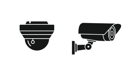 Two security cameras depicted in a minimalist black silhouette © MDRAYHAN