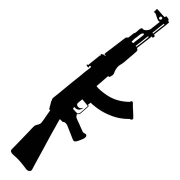 Ak 47 assault rifle vector illustration for military weapon design and firearm silhouette art use