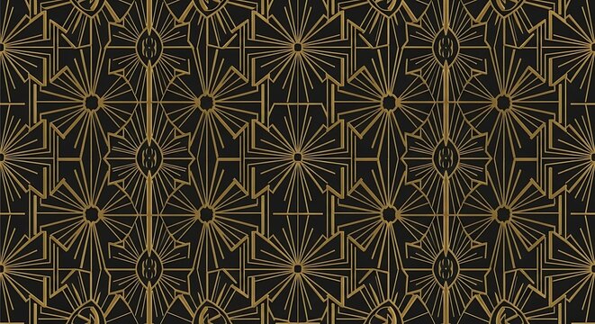 Art Deco Geometric Pattern in Gold and Black image