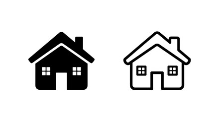 Minimalist Home Icon Design: Modern Black and White House Symbol for Real Estate, Property, and Residential Concepts