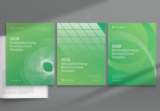 Renewable Energy Brochure Cover Template for Environmental, Sustainability & Eco-Friendly Reports