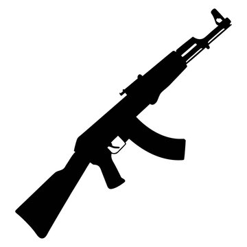 Ak 47 rifle vector silhouette illustration for military enthusiasts and graphic designers project needs