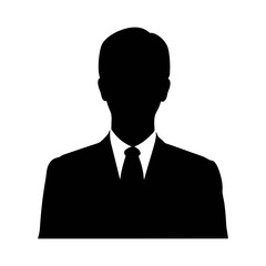 Black silhouette of a businessman in suit and tie vector image for professional profile picture use