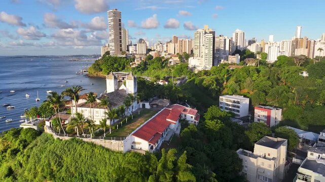 Salvador Skyline In Salvador In Bahia Brazil. Summer Landscape. Beach Cityscape. Tropical Skyline. Salvador Skyline In Bahia Brazil. Nature Scenery. Paradisiac Seascape.