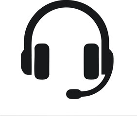 Headset with Microphone Silhouette Icon &ndash; Customer Support Vector
