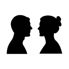 Fototapeta premium Man and woman silhouette profile vector illustration for love relationship and couple design concept