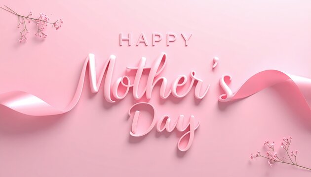 Happy Mothers Day pink ribbon flowers greeting