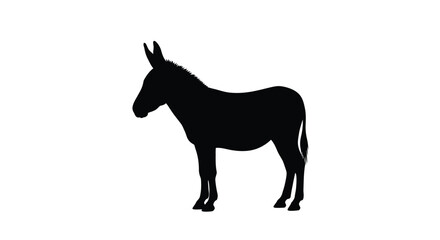 Obraz premium A striking black silhouette of a donkey standing in profile