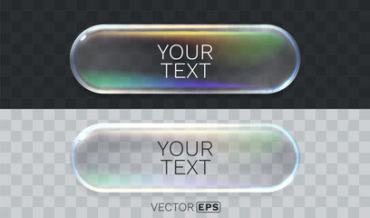 Naklejka premium Stylish transparent glass button with a beautiful iridescent sheen, perfect for web design or UI elements.