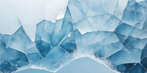 An abstract blue winter background features a cold frozen ice texture and white crumpled paper pattern with wrinkled creases on an isolated sheet © Faysal