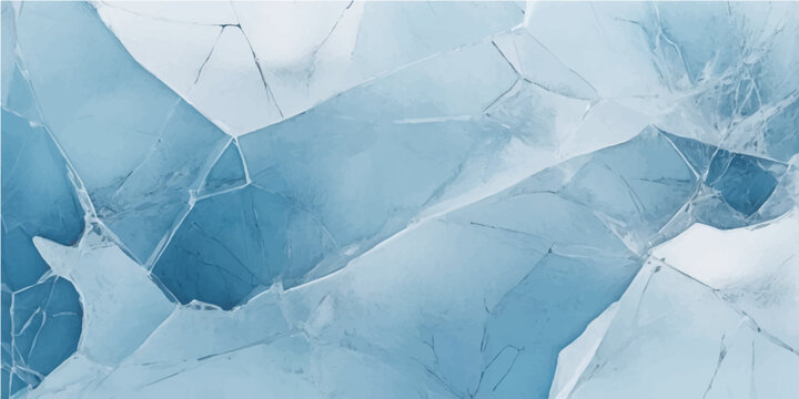 A cold winter frost pattern creates a textured blue ice crystal design on a rough glass surface with a crumpled grunge nature wallpaper appearance