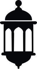 Black Silhouette of Ornate Lantern with Arches and Dome