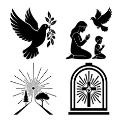 Community Faith Flame with Handshake Unity Icon Bundle