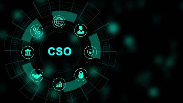 Business, Technology, Internet and network concept. CSO, Chief Sales Officer, Modern Technology, Internet and social media icons 4K animation background