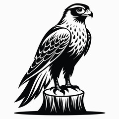 Fototapeta premium monochromatic falcon eagle silhouette line art vector illustration with a white background