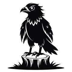 Fototapeta premium monochromatic crow eagle silhouette line art vector illustration with a white background