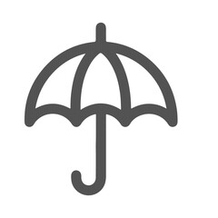 Umbrella Rain Protection Icon in Minimal Flat Gray Style Isolated on White Background
