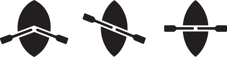 Rowing boat and paddles icons set vector illustration. water sport, activity, and recreation symbols © MC Creative