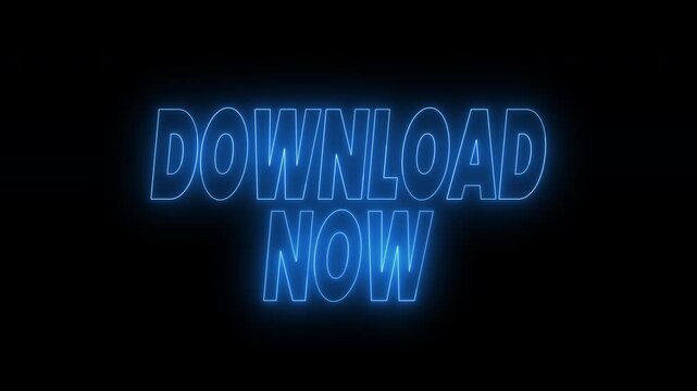 Download now text animation in blue neon color on a black background. 4k animated typography Ideal for online promotions, digital marketing, opener sale campaign videos.