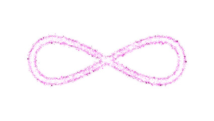  PNG image of A beautifully sparkling and glowing infinity symbol made of vibrant pink and white glitter particles representing eternity, endless possibilities, and universal concepts on transparent b © Nurun Nahar