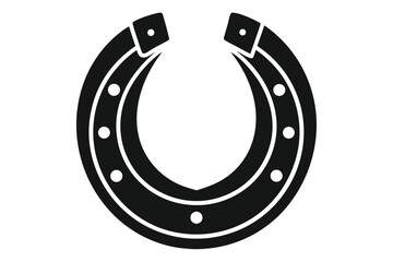 Naklejka premium horse shoe silhouette line art vector illustration with a white background