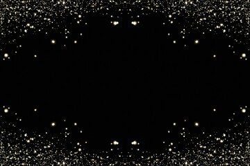 Fototapeta premium Golden Luxury Glitter Border with Elegant Sparkle Frame On Black Background