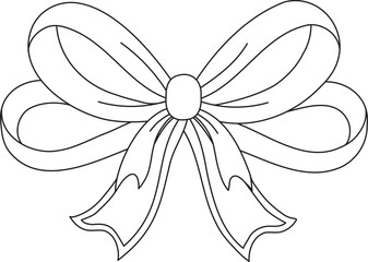 one line art coquette bow sketch,coquette bow one line vector illustration, black line drawing on white, cute doodle ribbon 
