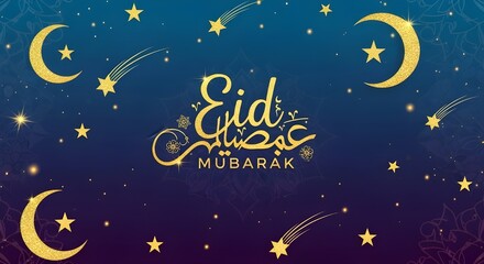 Fototapeta premium Eid mubarak invitation benner with vector illustration and arabic lantern 