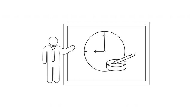 Time Management Presentation - Clock and Person Outline Illustration.