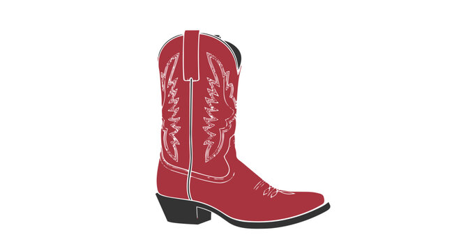 Vibrant pink cowboy boot with white stitching