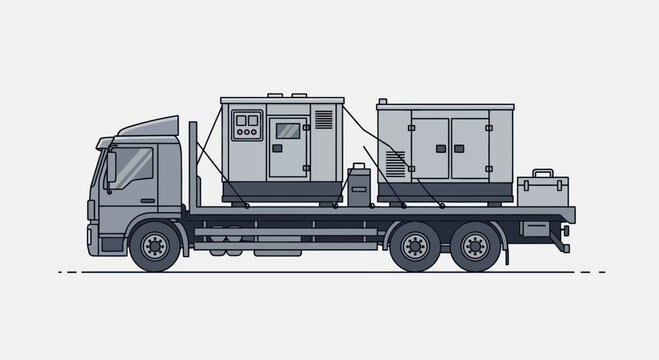 Industrial Generators Transported On Truck Flatbed