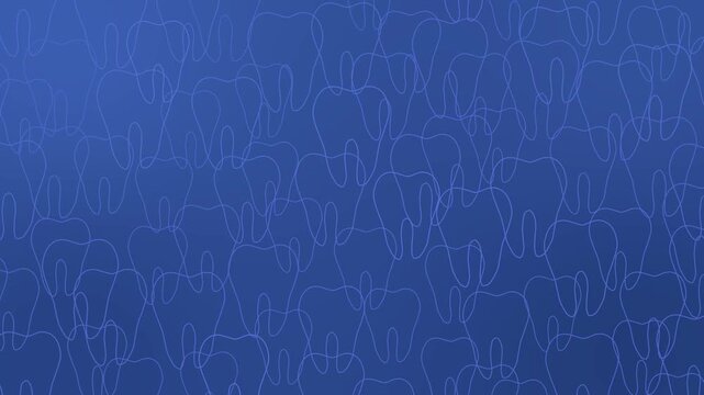 Dental care looped animation - blue line art teeth pattern on dark blue background. Gently pulsate. For dental clinic waiting room displays, dentistry marketing videos, oral hygiene, healthcare.