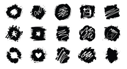 Collection of abstract black brushstrokes and shapes a striking silhouette © MSTMARIA