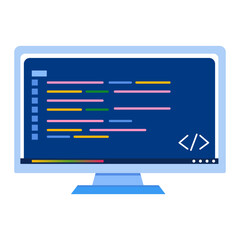 Programming Code Monitor Icon for Coding Courses EdTech Websites and Online Learning Apps