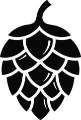 Naklejka premium Black silhouette of a hop cone with detailed scales on a white background symbol