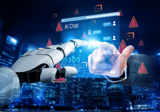 Cybersecurity concept featuring an AI detector scanning digital content for deepfakes and authenticity. Represents copyright protection, fake news prevention, and C2PA content credentials. Corpus
