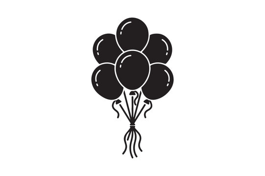 Black and White Balloon Cluster Illustration for Celebration