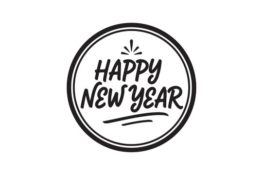 Happy New Year Circular Emblem Illustration