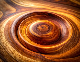 Naklejka premium Wooden Concentric Bowls with Natural Grain and Warm Lighting Close Up