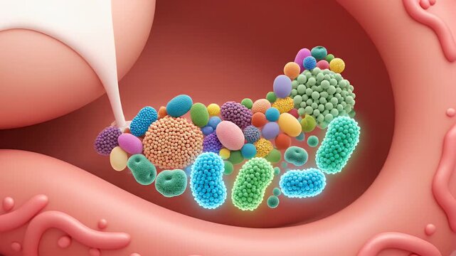 CGI Visualisation Of Microscopic Bacteria And Proteins In Biological Tissue