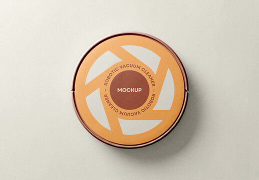 Top View of Robotic Vacuum Cleaner Packaging Mockup with Editable Background