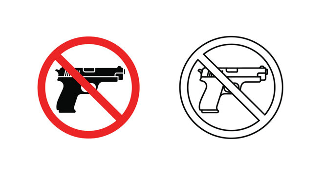 Prohibition signs depicting handguns no weapons allowed in this area
