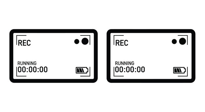 Two digital camcorder displays showing recording status and timecode