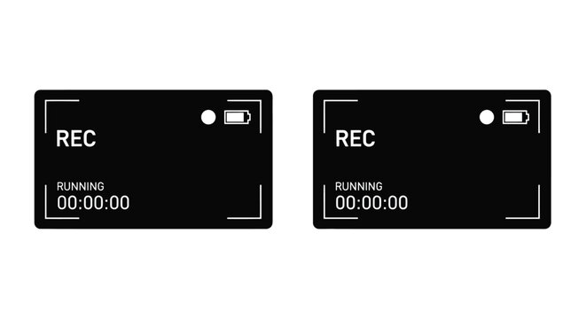 Two action camera displays showing recording status and battery level