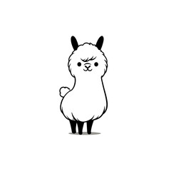 Fototapeta premium alpaca. alpaca simple black and white line art vector logo