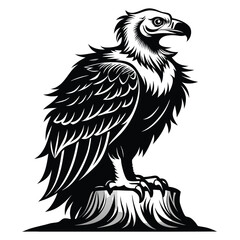 Obraz premium monochromatic vulture eagle silhouette line art vector illustration with a white background