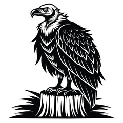 Obraz premium monochromatic vulture eagle silhouette line art vector illustration with a white background