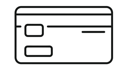 Obraz premium Simple line drawing of a rectangular credit card with magnetic stripe and chip