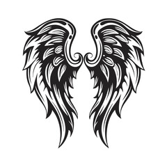 Stylized Tribal Angel Wings Vector for Biker Patches and Gothic Apparel Graphic Design