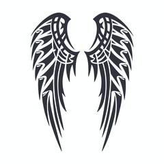 Fototapeta premium Sharp Black Tribal Wings Tattoo Illustration, Freedom and Strength Symbol Vector Design